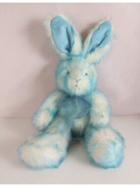 Rich Blue Fluffy Bunny Plush 9"